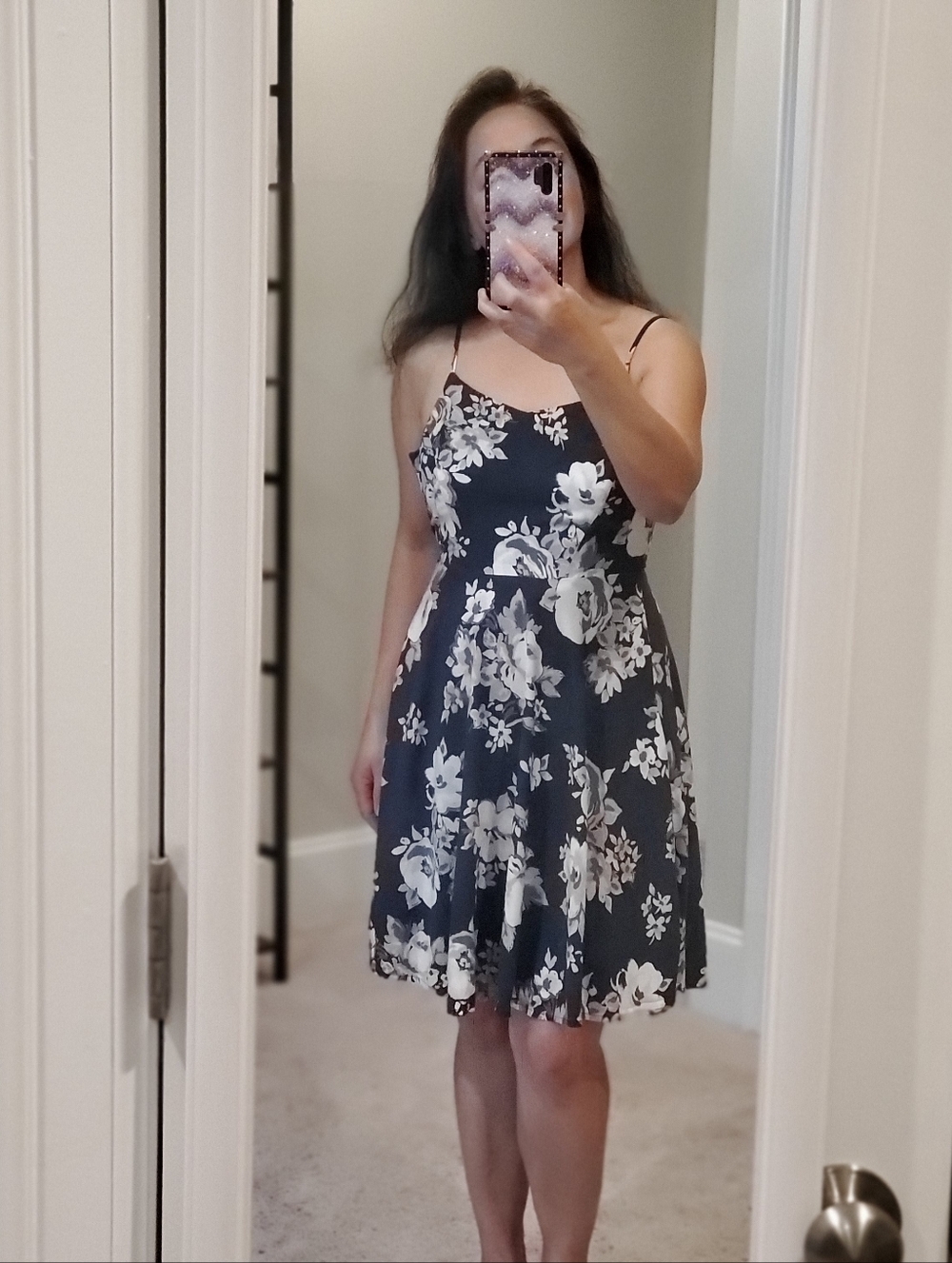 Old Navy Navy Floral Spaghetti-Strap Midi Dress